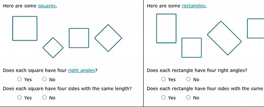 Here are some squares.Does each square have four right angles... | Filo