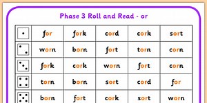 Phase 3 /or/ Phoneme Roll and Read Mat