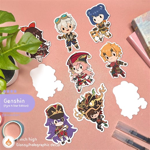 4 Star Pyro Genshin Impact Sticker | Video Game Sticker Waterproof Anime Game Decal Gaming Art Lover Genshin Sticker - Etsy