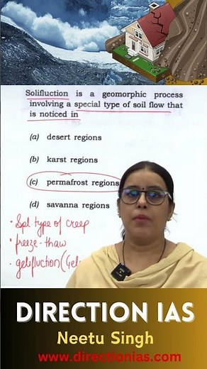 UPSC Geography Prelims MCQs | Solifluction | Neetu Singh #geomorphology #geography #shorts
