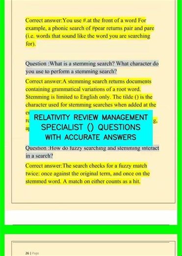 RELATIVITY REVIEW MANAGEMENT SPECIALIST QUESTIONS WITH ACCURATE ANSWERS video