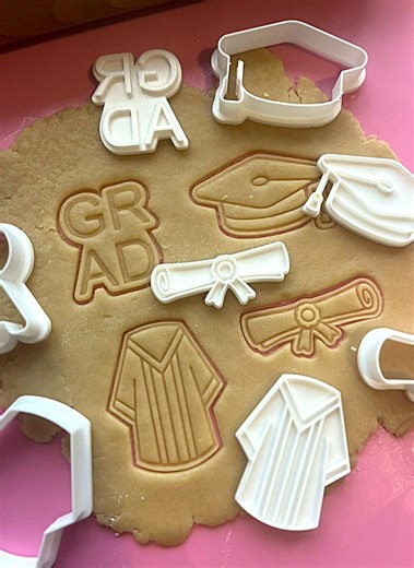 Graduation Cookie Cutter Set, GRAD Letter Stamp, Cap Gown Diploma Cutters, Graduation Party Cookies, 3D Printed Baking Tools - Etsy
