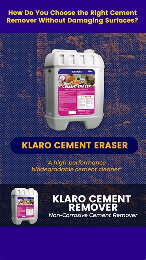 Removing hardened cement, grout, or concrete residue can easily damage tools when the wrong chemical is used. Many cement removers are too harsh—causing corrosion, strong fumes, and safety risks for workers—while still struggling with thick cement deposits. Choosing the right cement cleaner means balancing strength, surface safety, eco-compliance, and proper worker protection. Klaro Cement Eraser solves this problem with a high-performance, biodegradable, and non-corrosive formula that safely di