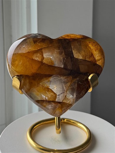 High Quality Golden Healer Quartz Heart| Polished Crystal | Crystal Carving - Etsy