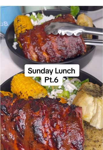 Delicious Sunday Lunch with Ribs and Sides