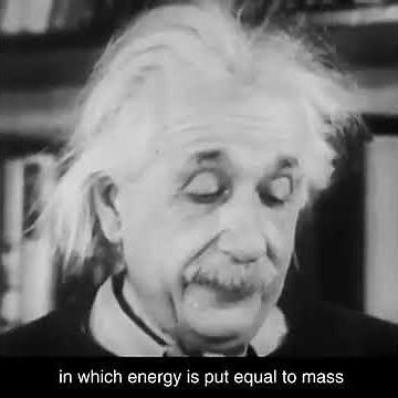 Einstein delivers speech on his famous formula E=mc²