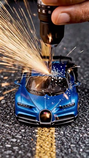 Mini Drill vs Bugatti Chiron 🔥 Tiny Tool Destroying a Supercar (Macro Test) #ahorts