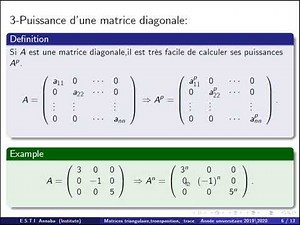 Matrices Déterminants2 Matrices Triangulaires Trace Transposition/ Algèbre 2