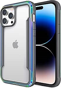 RAPTIC Shield for iPhone 14 Pro, Shockproof Protective Clear Case, Military Grade 10ft Drop Tested, Durable Aluminum Frame, Anti-Yellowing Technology Case, 6.1 inch, Iridescent
