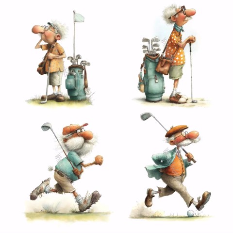 Funny Old Man Golf Clipart: 22 JPG White Background Whimsical Watercolor Grandpa Golfers, Digital Download, Sublimation Print - Etsy