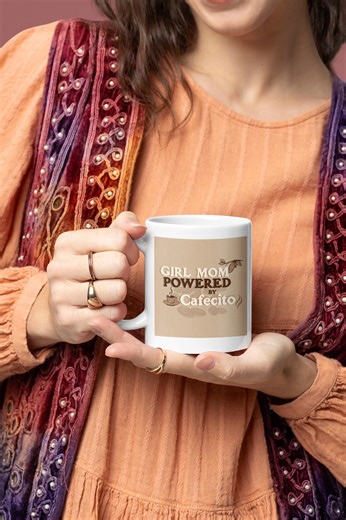 Girl Mom Powered by Cafecito Mug, Funny Latina Girl Mom Coffee Cup, Proud Mom of Girls Gift, Cafecito Lover Mom, Hispanic Mom Coffee Gift - Etsy