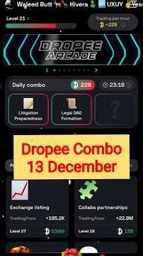 Dropee Daily Combo 13 December | Dropee Daily Combo Today | Today Dropee Combo Card
