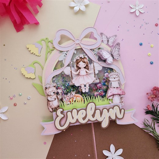 Fairy Themed Inspired Birthday Custom Cake Topper With Whimsical Fairy Garden - Etsy