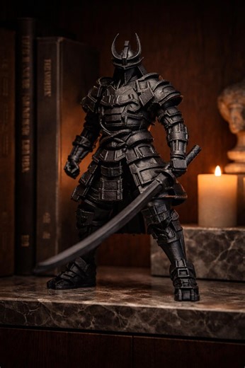 Samurai Warrior Sculpture – Modern Statue, Minimalist Black Armor Decor, Collector Figure, Japanese Inspired Home Office Art - Etsy