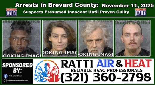 Arrests In Brevard County: November 11, 2025 – Suspects Presumed Innocent Until Proven Guilty - Space Coast Daily