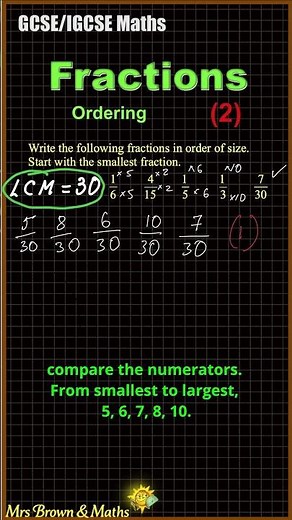 Order Fractions Fast (GCSE Foundation) | LCM Method Explained #mrsbrownandmaths #gcsemaths #igcse