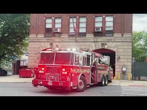 FDNY engine 81 and Tower ladder 46 responding to a track fire on the 1 line in manhattan nyc