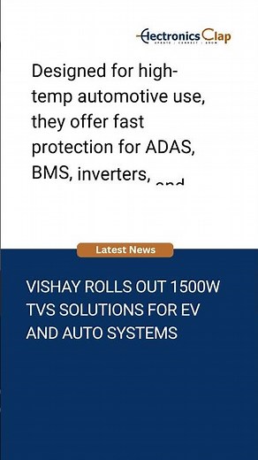 Vishay Launches Compact AEC-Q101 TVS Devices for Automotive ADAS & BMS #latestnews #news #TVSdiode