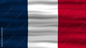 Seamless loop animation of the France flag, flag waving in the wind, perfect for videos of independence day or other holidays