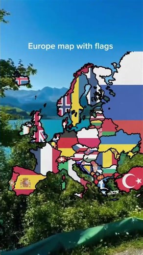 Map of Europe with flags