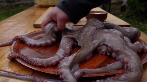 Burger Stuffed with a Whole Grilled Octopus