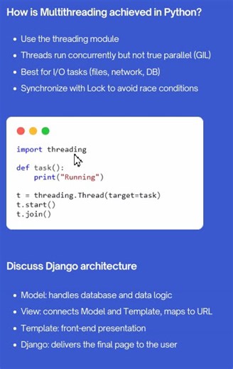 Interview Question #Multithreading #How is Multithreading achieved in Python? coding Question