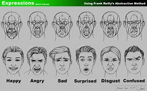 Using Frank Reilly's method to draw Facial Expressions