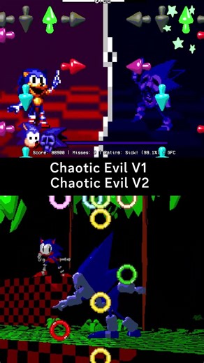 FNF Rewrite Bonus Round: Chaotic Evil V1 vs V2 💀 #fnf #animation #fnfanimation