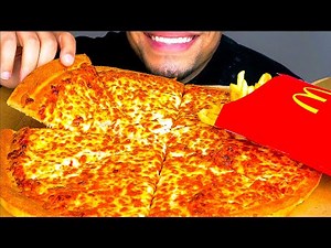 ASMR LITTLE CAESARS PIZZA MUKBANG EATING MCDONALD'S FRIES NO TALKING JERRY *BIG BITES*