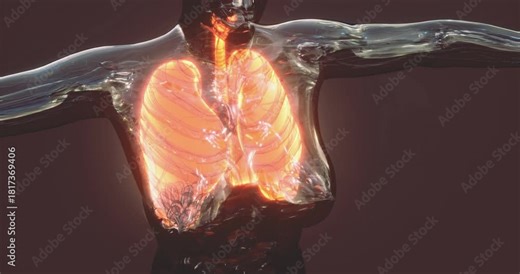 This illustration showcases the anatomy of human lungs, highlighting their structure and connection to the respiratory system. The visual reveals intricate details of lung design and function.