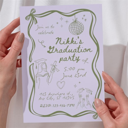 Graduation Invitation Printable, Grad Party Invite, Class of 2026, 5x7 Printable Invite, Instant Download, Four Color Options - Etsy