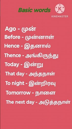 Basic words english to tamil