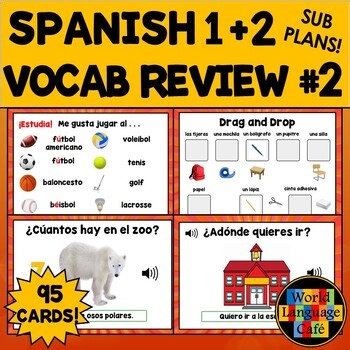 Spanish 1 Review Boom Cards #2 Spanish 2 Sub Plans Spanish 1 Review Activities