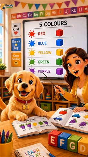 Learn 5 Colors with Buddy 🐶 | Fun Color Learning for Toddlers & Preschool Kids | #kidslearning