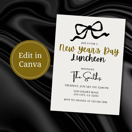 New Year’s Day Luncheon Invitation | Elegant New Year Lunch Invite | Editable Template | Instant Download - Etsy