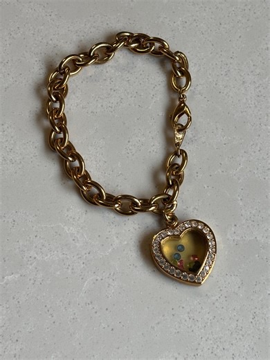 Vintage Avon Chunky Gold Tone Bracelet With Floating Rhinestone Shadow Box Heart Charm 7.5” - Etsy