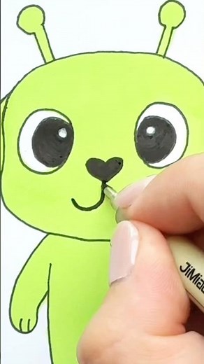 What's the EASIEST Way to Draw a Green Alien Dog #shorts #trend #kids
