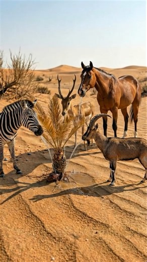 Camel saved the date palm tree from drying up by watering it 😭 #ai #save #tree #camel
