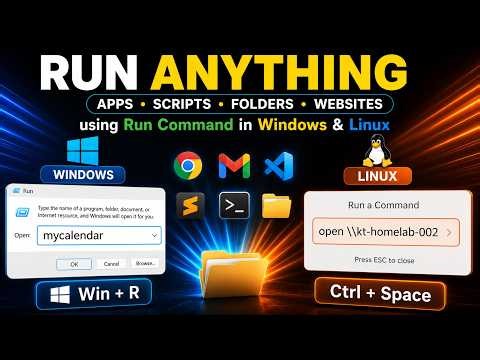Open/Run - Anything from RUN command shortcuts in Windows & Linux #tharun_ganapathi