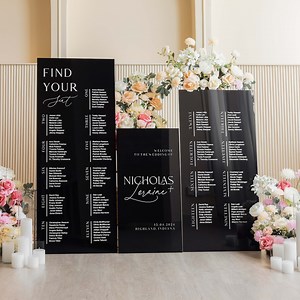Wedding Bundle - Set of 3 Wedding Signs - Seating Chart Sign - Wedding Welcome Sign - Reception Signage - Black Acrylic Wedding Signage - Etsy