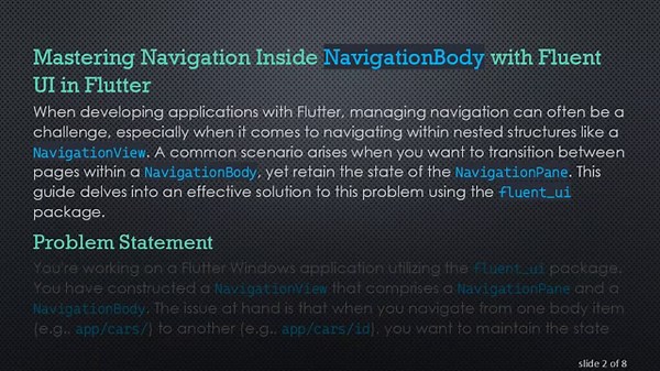Navigating Inside NavigationBody with Fluent UI in Flutter