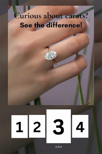 1CT vs 2CT vs 3CT vs 4CT Oval Diamond | Carat Size Comparison in Real Life! 💍✨
