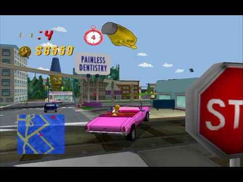 The Simpsons Road Rage (Gamecube) Downtown Gameplay