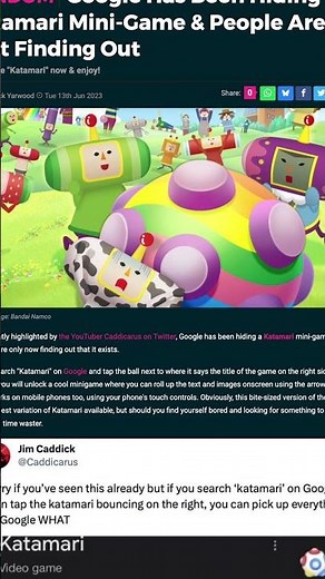 Katamari Google Game - Bite Sized Review #katamari #browsergame #googlesearch #minigames