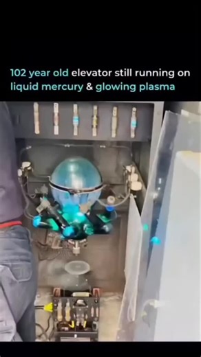 technology.ieo on Instagram: "They don’t make them like this anymore - because they literally can’t. Inside this 102-year-old elevator control cabinet sits a glowing relic of early electrical engineering: a mercury arc rectifier. This device converts AC to DC using a pool of liquid mercury and an arc discharge - tech before modern semiconductors even existed. Invented in the early 1900s, mercury arc rectifiers once powered industrial motors, heavy equipment, and railway systems. That eerie blue