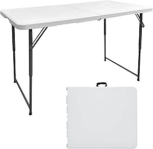 4ft Folding Tables for Camping, Dining & Outdoor Use - Portable & Foldable Plastic Card Table & Camping Table