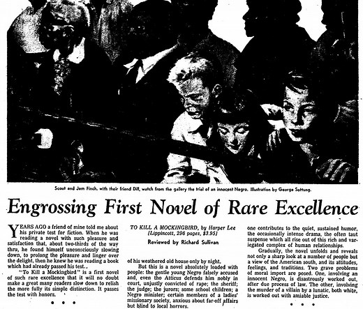 How newspapers reviewed 'To Kill A Mockingbird' in 1960