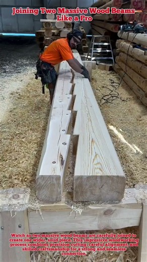 Joining Two Massive Wood Beams Like a Pro #woodworking #carpentry #tools