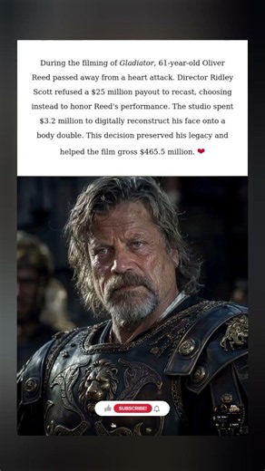 He Died Mid-Film – The Director Refused $25 Million to Replace Him 🎬💔#Gladiator #OliverReed #Ridley