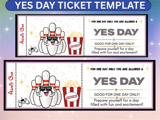 Yes Day Ticket Template, Editable Coupon Template, Custom Voucher Design, Printable Fun Day Ticket, Personalized Yes Day - Etsy Canada